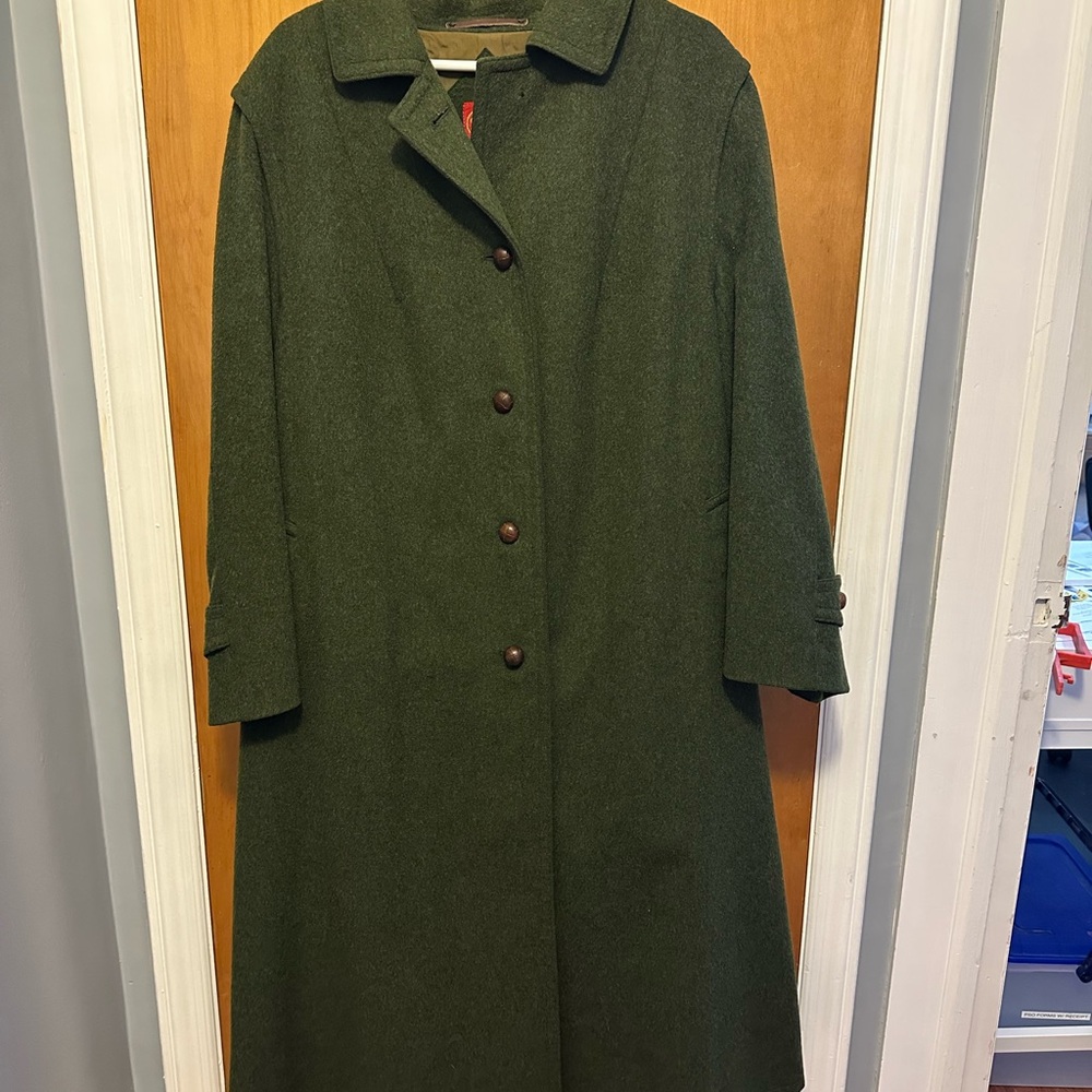 Vintage Elegant Green Wool Coat
